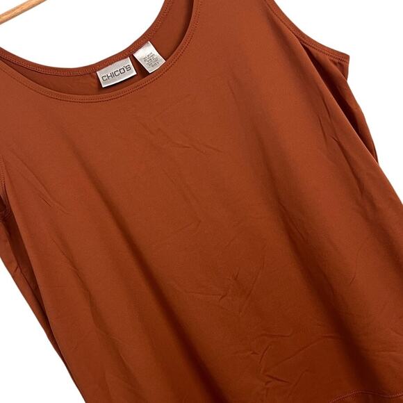 Chico's Women's L Tank Top Stretch Slinky‎ Knit Basic Casual Layering Scoop Neck - Picture 1 of 9